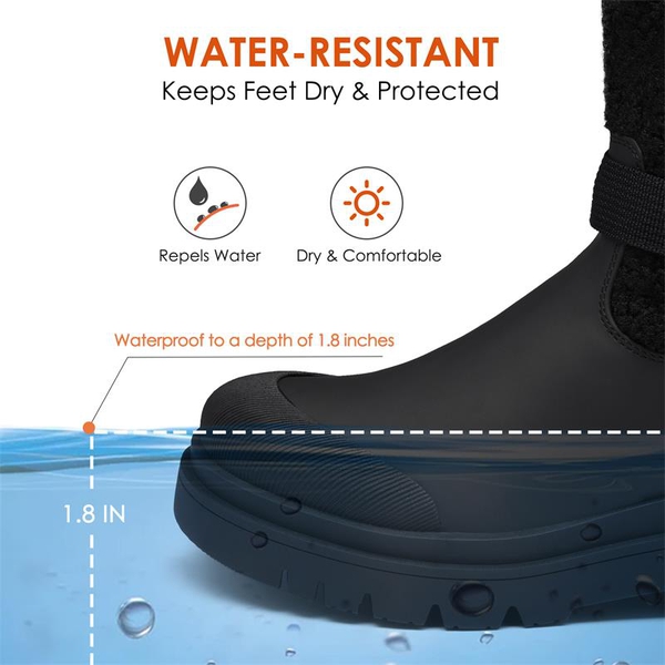 Waterproof Fur Lining Mid Calf Snow Boots - BLACK - 5